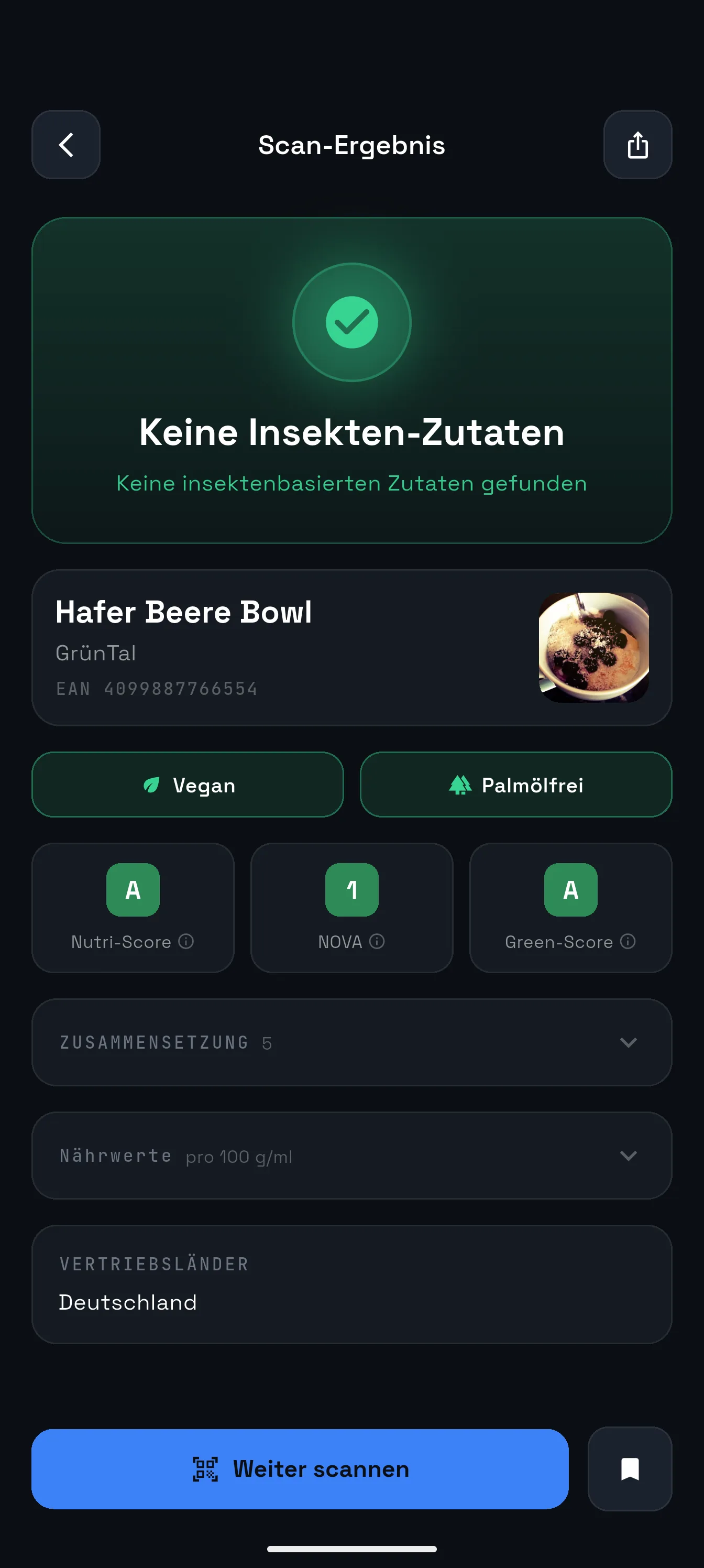 Ergebnis: keine Insekten